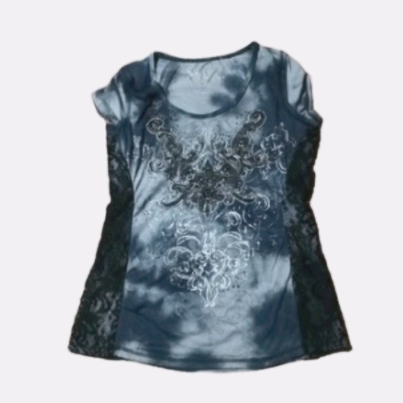 Maurices Silver Graphic Short Sleeve Blouse - Picture 5 of 5